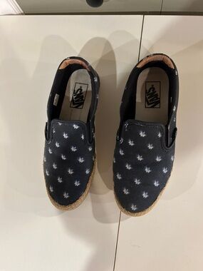 Vans Navy Slip-On Espadrille with White Motif